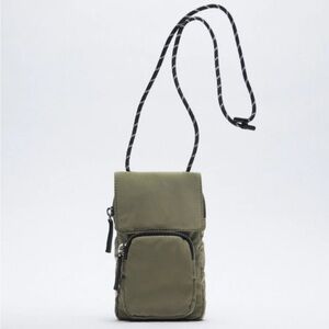 NWT ZARA GREEN CORDED CELL PHONE CASE BAG